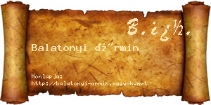 Balatonyi Ármin névjegykártya